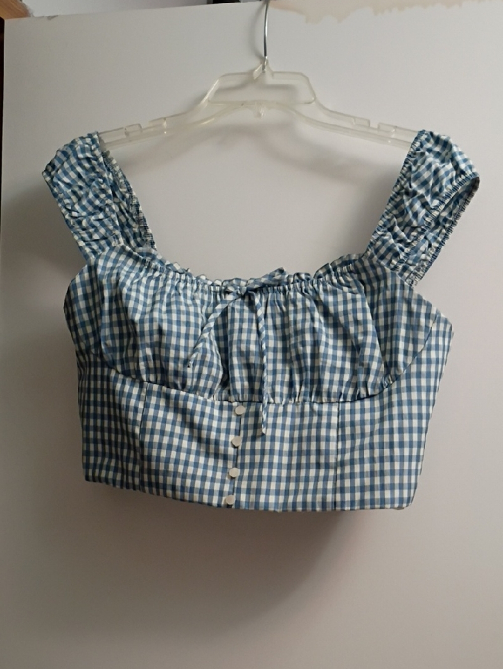 Monteau Blue and White Gingham Crop Top